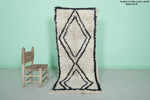 Moroccan Rug - Cream Berber Rug with Bold Black Diamond Design | 2.3 x 5.8 ft