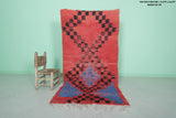Handwoven Moroccan Rug - Bold Red & Black Abstract Design | 3.4 x 6.6 ft