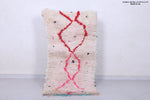 Handwoven Moroccan Rug - Soft Ivory with Red & Pink Design | 2.4 x 5.1 ft