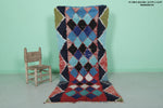 Colorful Moroccan Berber Rug 2.9 X 7.2 Feet - Bold Diamond Pattern Handmade