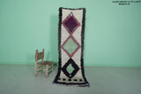 2.1 x 6.8 ft Moroccan Berber Rug | Vibrant Diamond Pattern