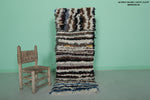 Striped Moroccan Berber Rug - 2 x 5.4 ft | Handmade Shag Rug