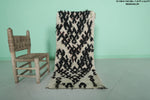 1.8 x 4.6 ft Moroccan Berber Rug | Small Black & White Diamond Pattern