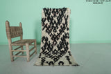 1.8 x 4.6 ft Moroccan Berber Rug | Small Black & White Diamond Pattern