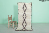 2.4 x 5.7 ft Moroccan Berber Rug | Minimalist Diamond Pattern