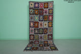 Colorful Moroccan Berber Rug 3.6 X 8.6 Feet - Handwoven Patchwork Boucherouite