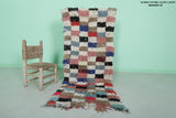 Vibrant Moroccan Berber Rug - Multi-Color Checkered Design (2.4 X 5.8 Feet)