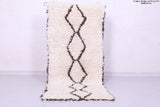 Handwoven Moroccan Rug - Minimalist Diamond Design in Cream and Brown 2.5 x 5.7 ft