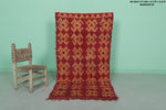 Bold Red Moroccan Rug - Handwoven Berber Carpet with Geometric Pattern 2.7 X 5.6 Feet