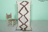 Handcrafted Moroccan Rug - Diamond Patterned Berber Shag Rug 2.2 X 5.6 Feet