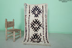 Authentic Moroccan Berber Rug - 2.7 x 5 ft | Ivory with Dark Tribal Patterns