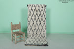 Moroccan Berber Rug - 2.3 x 6.4 ft | Handwoven Ivory & Black Diamond Carpet