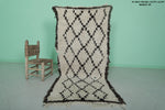 Handwoven Moroccan Rug - Classic White with Diamond Patterns 2.9 x 6.2 ft