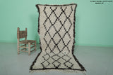 Handwoven Moroccan Rug - Classic White with Diamond Patterns 2.9 x 6.2 ft