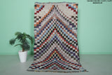 Vibrant Moroccan Berber Rug - Multi-Color Checkered Design 4.3 X 7.4 Feet