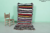 Colorful Moroccan Berber Rug - 2.6 x 5.7 ft Handmade Striped Design