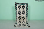 Traditional Moroccan Berber Rug - 2.5 x 5.9 ft Bold Black and Green Pattern