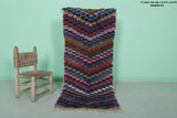 Colorful Moroccan Berber Rug 2.3 X 5.2 Feet - Handmade Zigzag Pattern