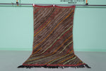 Vintage Handmade Moroccan Berber Azilal Rug – 4.1 x 7.1 ft | Earth-Toned Striped Carpet