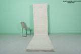 2.8 x 12 FT Moroccan Hallway Runner Rug – Minimalist White Design