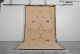 6.7 x 11.9 FT Moroccan Wool Rug - Handwoven with Geometric Symbols