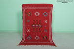 Handwoven Moroccan Rug – Red Berber Design 3.2 FT x 4.9 FT | Authentic Tribal Carpet