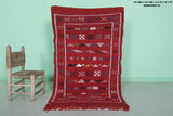 Handcrafted Red Moroccan Rug – 3.1 FT x 5.1 FT | Authentic Berber Patterns