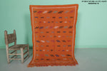 Handwoven Orange Moroccan Rug – 3.1 FT x 4.8 FT with Berber Tribal Patterns