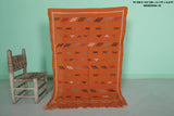 Handwoven Orange Moroccan Rug – 3.1 FT x 4.8 FT with Berber Tribal Patterns