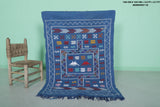 Handmade Moroccan Rug in Blue – 3.2 FT x 4.7 FT | Traditional Berber Design