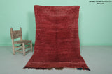 Solid Red Berber Carpet - Handmade Moroccan Rug 3.5 FT X 5.7 FT