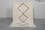 Small Moroccan Berber Runner Rug – 3 FT X 4.3 FT | Beige Rug with Purple & Red Diamond Pattern