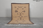 3.3 x 5.1 FT Moroccan Rug – Beige with Tribal Arrow and Symbol Motifs