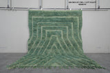 Handwoven Moroccan Rug - 7.3 x 8.8 Ft, Green Concentric Geometric Pattern