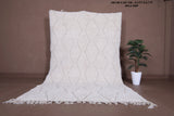 6.5 X 9.7 FT Moroccan Rug - Ivory Handwoven Wool Rug with Diamond Pattern and Tassels