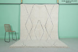 Handmade Moroccan Rug - 6.9 x 9.9 Ft, Minimalist Diamond Pattern