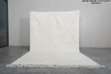 Moroccan Rug - 6.7 x 9.6 Ft, White with Subtle Diamond Pattern