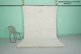 Plush Moroccan Rug 6.7 X 9.8 FT - Soft Ivory Shag Rug with Fringe