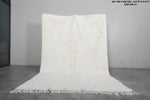 Elegant Moroccan Rug 6.5 X 9.5 FT - Ivory Shag with Diamond Pattern and Fringe