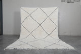 Handcrafted Moroccan Rug 7 X 9.5 FT - Ivory Shag with Black Diamond Pattern