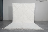 Elegant Moroccan Rug 6.7 X 9.8 FT - Ivory Diamond Design with Fringed Edges