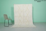 5 x 7.2 FT Moroccan Rug – Ivory Base with Yellow Diamond Pattern