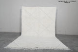 6.4 x 9.4 FT Moroccan Rug - Minimalist Ivory Diamond Pattern Berber Carpet