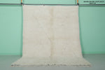 6.6 x 8.5 FT Minimalist Moroccan Rug - Ivory with Subtle Geometric Design