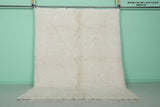 6.6 x 8.5 FT Minimalist Moroccan Rug - Ivory with Subtle Geometric Design