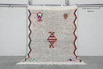 Tribal Moroccan Rug 4.7 x 6.7 ft - Gray with Bright Symbols