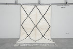 Wool Beni Ourain Rug 4.8 x 7.5 ft - Black Diamond Pattern