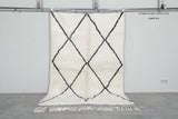 Wool Beni Ourain Rug 4.8 x 7.5 ft - Black Diamond Pattern