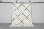Handmade Beni Ourain Moroccan Rug 5.1 x 7.7 Feet - Cream with Black Diamond Pattern
