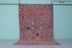 Large Vintage Moroccan Rug 6.7 x 12.3 FT - Pink Diamond Motifs